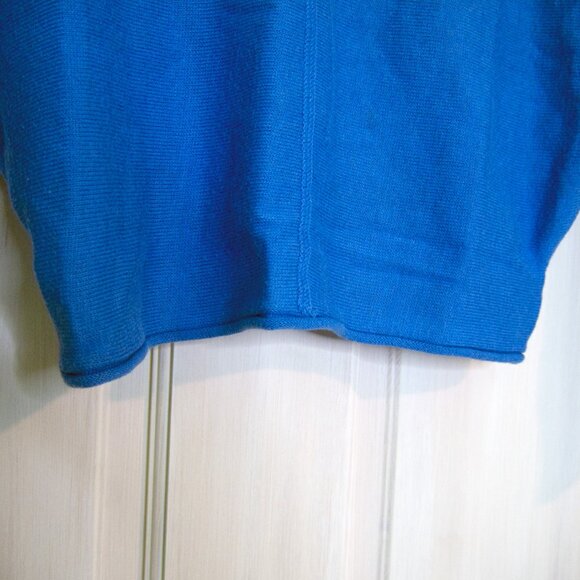 Blue Cropped Cardigan with Dolman Sleeves and Contrast Trim Size Small by Tulle - Picture 5 of 9